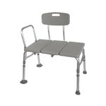 HEALTHLINE Heavy Duty Bariatric Tub Transfer Bench 400 lbs, Adjustable Tub Transfer Bench Medical Bath Shower Bench with Back and Non-Slip Seat, Gray