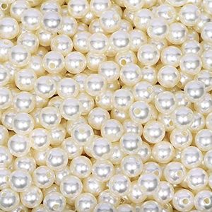 AceFun Pearl Beads for Jewelry Making 550pcs 10mm Pearl Craft Beads with Hole Loose Fake Pearls Small Faux Pearls for Jewelry Making Bracelet Necklace DIY, Sewing Decor and Vase Filler