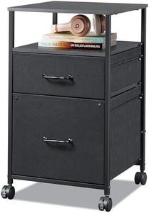 DEVAISE 2 Drawer Mobile File Cabinet, Rolling Printer Stand with Open Storage Shelf, Fabric Vertical Filing Cabinet fits A4 or Letter Size for Home Office, Black