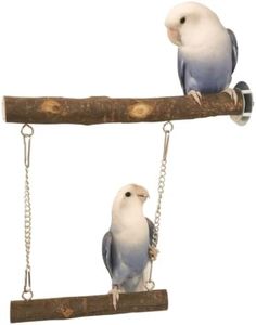 Bird Swing, Natural Wooden Parrot Cage Toys Bird Perch Stand for Parakeets Cockatoos Conures Lovebirds Bird Cage Accessories