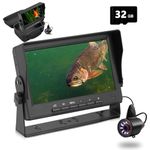 FishPro Underwater Fishing Camera DVR w/Bracket - MOQCQGR 7 inch Ice Fishing Camera Underwater w/ 12pcs+12pcs Filling Light, 32GB Card, 1200TVL Portable Ice Fishing Fish Finder for Lake Ice Fishing