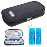 YOUSHARES Insulin Cooler Travel Case with 2 Ice Packs - Diabetes Bags Cooler Travel Case for Diabetic Organize Supplies Insulated Cooling Bag (Black)