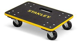 Stanley SXWT-MS572-SP Plywood Moving Dolly with 200 kg Capacity, Heavy Duty Roller Transport Trolley Aid with Outer Plastic Bump Guard & Inbuilt Carry-On Handle, Black & Yellow,(45 x 30 x 12.5 cm)