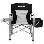 KingCamp Folding Camping Chairs for Adluts Heavy Duty Directors Chair with Cooler Bag and Side Table Support up to 150KG