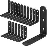 LISHINE 16 PCS Black L Brackets for Wood, 4" x 4" Corner Bracket Heavy Duty L Corner Brace Metal Right Angle Brackets for Shelves, Furniture, Bedframe, Cabinet, Drawer, Chair, Thickness 3MM