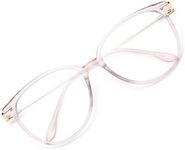 Gaoye Blue Light Blocking Glasses Women/Men, Fashion Round Cateye Frame UV Ray Filter Computer Gaming Glasses - GY1696, 1-pink Frame/Transparent Lens, Medium