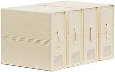 SheetCube 4 Pack Bed Sheet Organizers and Storage, Foldable Bedding Storage Box Container with Window and Label, Linen Closet Organizer Folder for Blanket, Duvet Cover Set, Bed Sheet Set - Beige