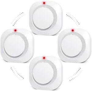 Smoke Detector, Battery Operated Smoke Alarm with Photoelectric Technology, Fire Alarms Smoke Detectors with LED Indicator and Test Button(4 Pack)