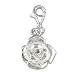 Rose Flower Sterling Silver Clip-On Charm - for Thomas Sabo Style Charm Bracelets. R6186