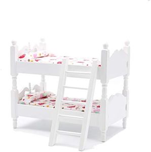 Z MAYABBO Wooden Dollhouse Furniture of Baby bunk Bed with Ladder for Miniature Dollhouse Accessories - 1/12 Scale