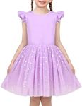 Sunny Fashion Girls Dress Purple Sequin Heart Princess Birthday Wedding Ruffle Tulle 7 Years