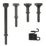 5 Pcs Air Hammer Bits Accessories 0.401 Inch Shank Pneumatic Chisel Air Hammer Smoothing Extended Length Tool Kit With Spring