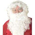 TopWigy Santa Claus Hair Wigs Father Christmas Wigs and Beard Set Adult Size One-Size Halloween Wig for Fancy Dress Costume White