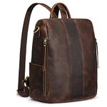 S-ZONE Women Genuine Leather Backpack Purse Retro Anti-theft College Shoulder Bag Medium