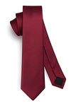 HISDERN Burgundy Tie Silk Skinny Tie Slim ties For Men Solid NeckTie Classic Formal Tie For Business Wedding(6cm)