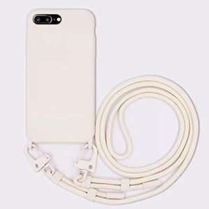 GoodcAcy Funda con Cuerda para iPhone 6 Plus/iPhone 6S Plus,Carcasa Suave Silicona PC con Correa Colgante Ajustable Collar Correa de Cuello Cadena Cordón para iPhone 6 Plus/iPhone 6S Plus,Beige