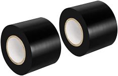 Maveek 2 Rolls Electrical Tape 2 Inch PVC Waterproof Repair Insulation Tape Roll Black Colored, for Outdoor Pipes or Windows in Winter Cold Weather, Self Adhesive Garage Door Workshop Tool Bag
