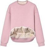 Gihuo Women's Loose Fleece Pullover Sherpa Lined Crewneck Sweatshirt (02 Pink, Small)