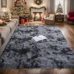 ISMOL Super Fluffy Rug 4x6 Feet Shaggy Bedroom Area Rug Plush Non-Slip Rug for Living Room Kids Room Modern Soft Furry Carpet for Nursery Room Dark Grey