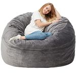 HABUTWAY Bean Bag Chair: Giant 5' Memory Foam Furniture Bean Bag Chair with Microfiber Cover - 5Ft,Silver Grey