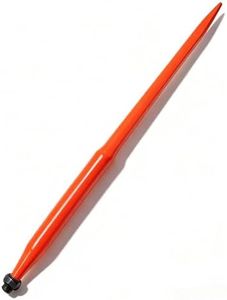 49" Hay Spear, 3000 Lbs Capacity Quick Attach Square Bale Spear, Orange Coated Bale Forks with Tapered Tip for for Buckets, Tractors, Loaders(1 Pcs)