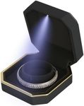 Luxury LED Jewelry Bracelet Gift Box with LED Light, Velvet Small Jewelry Box Storage Case Organizer Holder for Wedding, Engagement, Proposal, Birthday and Anniversary (Black)