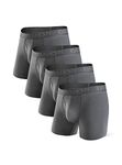 DAVID ARCHY Men's Boxers Bamboo Men's Underwear with Pouch and Fly, Ultra Soft and Breathable Men's Boxer Shorts Multipack - 4 Pack