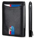 Travel Wallet RFID Blocking Bifold Slim Minimalist Front Pocket Jet Black 1.0