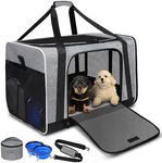 Petskd Pet Carrier 24"x17"x17" for Large Cats Dogs, Pet Carrier for 2 Cats or Medium Dog, Cat Carrier for Car Travel and Hospital with 1 Box and 2 Bowls, Cat Soft Carrier with Locking Safety Zipper