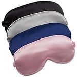 LERSVICVIL Sleep Masks 4 Pack Silky Eye Cover Soft Satin Blindfold Elastic Strap Night Eye Shade for Women Men