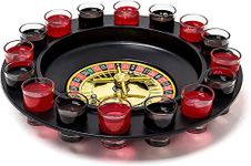 Rainberg Drinking Roulette Casino Board Drinking Games Party Games for Adults Parties, Shot Roulette Spinning Drinking Game Set - (Including 2 Balls and 16 Glasses)