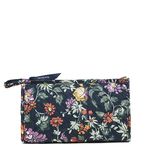 Vera Bradley Women's Cotton Trapeze Cosmetic Makeup Organizer Bag, Fresh-Cut Floral Green, One Size