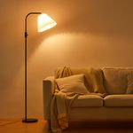 IPARTS EXPERT LED Floor Lamp, Dimmable Floor Lamp for Living Room, Standing Lamp with Adjustable Linen Umbrella Shade, Modern Simple Reading Light Tall Lamp for Bedroom Office Dining Room