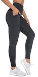 OVRUNS High Waist Gym Leggings for Women Yoga Pants with Pockets Workout Running Compression Leggings for Women - Heather Grey - M