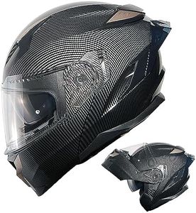 1Storm Motorcycle Modular Full Face Helmet DOT Adults Street Bike Flip up Dual Visor Sun Inner Shield Anti Fog Pinlock Ready Shield: Carbon Fiber Black