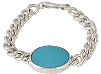 OM POOJA SHOP Salman Khan Orignal Turquoise (Firoza) Pure Silver Bracelet (8.5 inches)