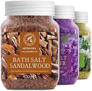 Sales de Baño Set 3x400 g con Aceite 100% Natural Lavender - Sándalo - Jazmín - Mejor para Buen Sueño - Alivio del Estrés - Baño - Cuidado Corporal - Bienestar - Belleza - Relajación - Spa