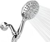 SparkPod 6 Spray Setting High Pressure Shower Head - 6" Wide Angle Handheld Shower Head Set with Brass Swivel Ball Bracket and 70 Inch Long Hose - Luxury Design (Luxury Polished Chrome)