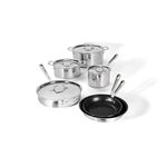 All-Clad D3 3 Ply Stainless Steel Nonstick Bonded Cookware Set 10 Piece, Oven Broiler Safe 600F, Kitchen Cooking Set w/Frying Pan, Sauce Pan, Saute Pan, Stockpot, Professional Pots & Pans Set Silver