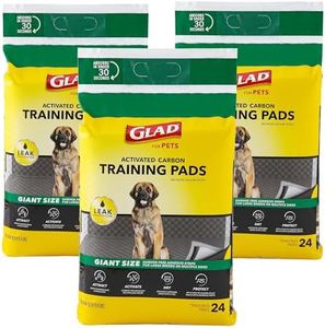 Glad for Pets Giant Size Activated Carbon Puppy Training Pads, All Day Style with Wall Protection and Adhesive | Super Absorbent and Leak Proof Dog Training Pads, 24 Count - 3 Pack