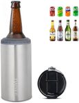 3 in 1 Slim Can Cooler for 12 OZ Skinny Can, Regular Can & Beer Bottle - Keep Cold for 6 Hours - Double Walled Insulated Stainless Steel Vacuum Beverage Can Insulator (Silver)