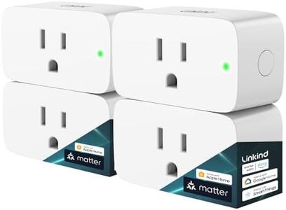 Linkind Matter Smart Plug, Work with Apple Home, Siri, Alexa, Google Home, SmartThings, Smart Outlet 15A/1800W Max, Smart Home Automation, APP Remote Control,Timer&Schedule, 2.4G Wi-Fi Only, 4 Pack