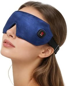 Heated Eye Mask for Dry Eyes, Cordless Eye Mask Warm Compress with Washable Cover, Blackout for Travel, 4 Temperature Modes(Navy Blue)