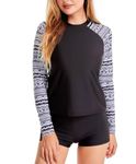 Celfaeree Women's Rash Guard Long Sleeve Swimsuits for Women with Boyshorts Two Piece UV Protection Bathing Suit for Women 1Black L