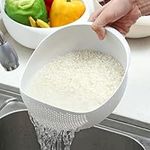 ROLLII Multi-Functional Kitchen Washing Basket Basin - Drain Water, Wash Rice, And More With Convenient Features - Ideal For Various Uses And Users - New Home Kitchen Essentials (White)