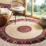 VANU Jute Round Rug - Braided Reversible Rug for Living Room Bedroom Jute Cotton Braided Reversible Rug (A8, 2X2 Feet Mat 2 pcs)