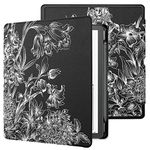 WALNEW Case Cover for 10.2-inch Kindle Scribe (2022 Released), Smart PU Leather Cover with Pen Holder and Auto Wake/Sleep for 10.2” Amazon Kindle Scribe E-Reader (Black Flower)