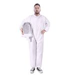 Flexzion Beekeeper Suit - Full Body Sting Proof Bee Suit with Ventilated Veil Hood - Protective Bee Suits for Men Women Outfit - Beginner & Professional Bee Keepers, XL White
