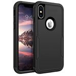 DUEDUE for iPhone X Case, Phone Case for iPhone XS, Heavy Duty 3 in 1 Rugged Shockproof Hybrid Hard PC Soft TPU Bumper Drop Protective Girls Women Men Covers for iPhone X/XS 5.8, Black