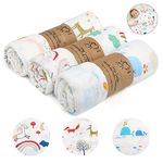 Ballery Muslin Swaddle Blankets, 3 Pack Cotton Muslin Squares, Soft Large Muslin Swaddles Muslin Cloths for Baby Boys Girls, 120cm x120cm